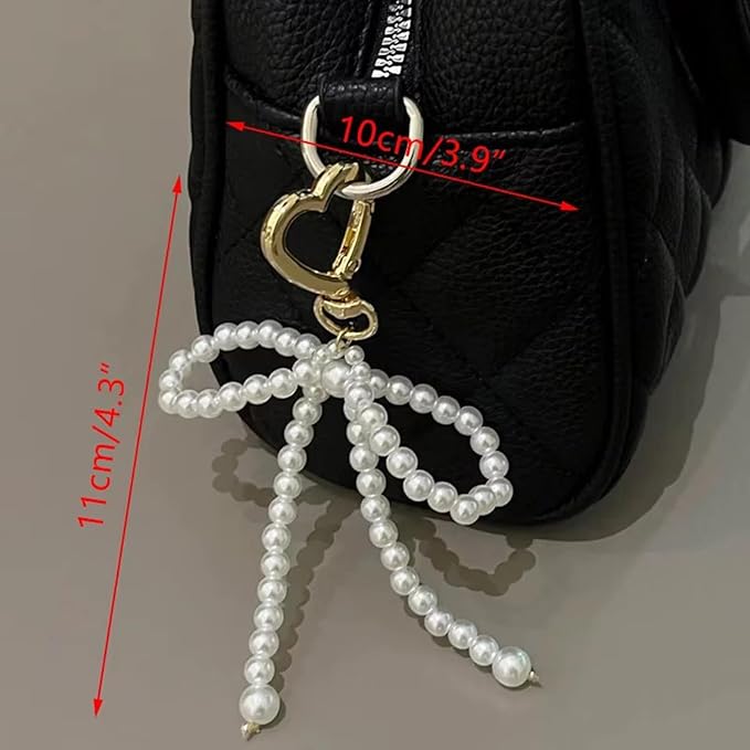Pearl Bow Bag Charm for for Handbags, Cute Pearl Keychain Purse Charms Handbag Pendant for Women Girls