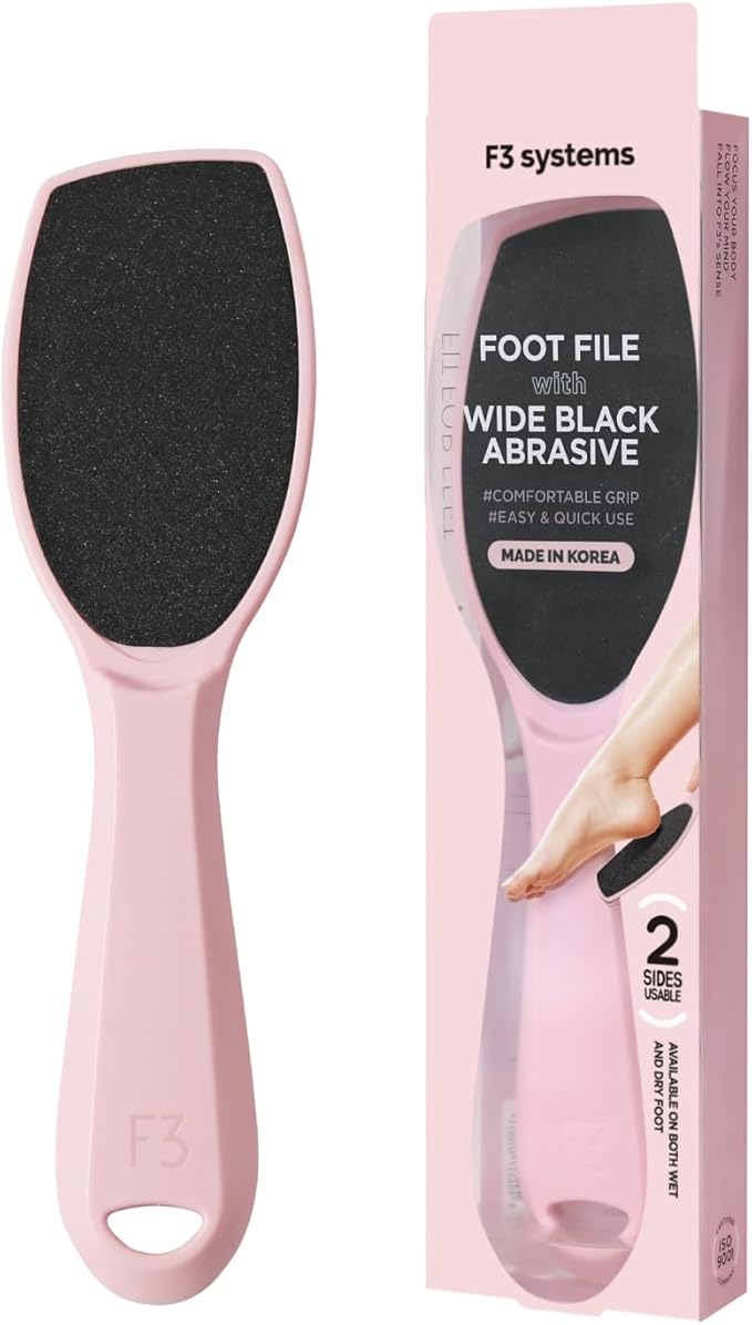 F3 Systems, Wide Emery Foot File(Pink), Double-Sided Pedicure Tool, Colossal Professional Foot Scrubber for Men & Women, Effective for Cracked Heel, Callus Remover