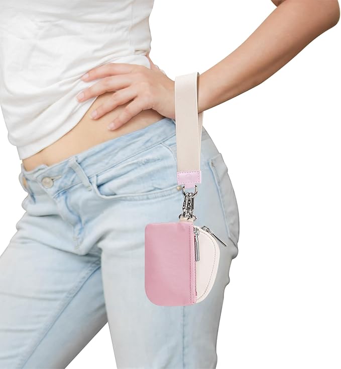 Keychain Wallet Mini Zip Around Wristlet Wallets for Women Detachable Dual Pouch Wristlet Portable Coin Purse Small Wallets