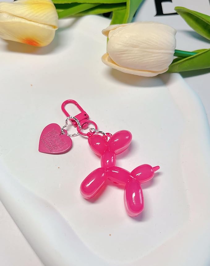 LAEKOU Jelly Balloon Dog Design Keychain for Women, Cute Girls Key Chain, Bag Charms Accessories for Car Purse Backpack