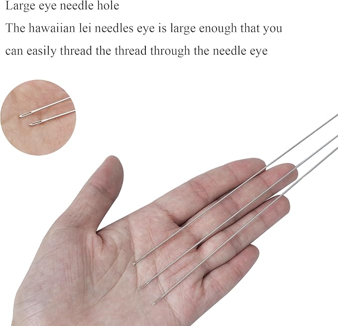 10Pcs Lei Needle for Leis Making, 5.9 Inch Large Eye Sewing Beading Needle for Art Craft Long Lei Needle to Make Hawaiian Flower Lei for Graduation Wedding Birthday Party, Dia 0.9mm, LXLVOUEG