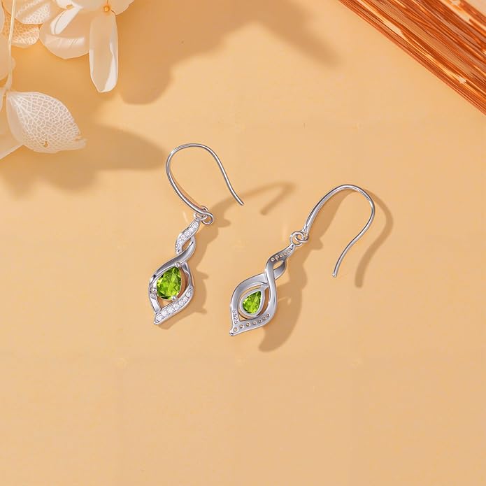 HPQQ Birthstone Earrings for Women 925 Sterling Silver Infinity Love Jewelry Valentines Day Birthday Gifts for Her Mom Wife Girlfriend