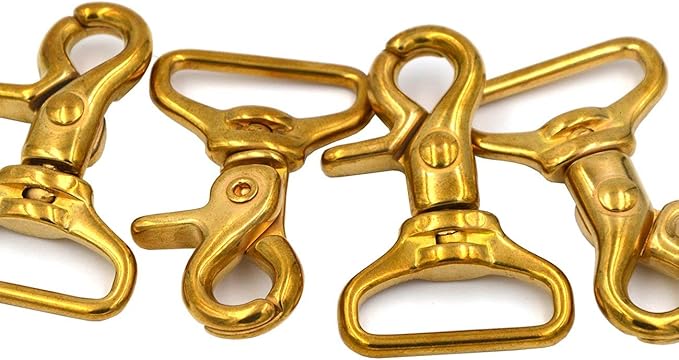 Okones Pack of 4,1''(25mm) Inner Width,2'' Overall Length,Finish Surface Square Solid Brass Lobster Clasps Oval Swivel Trigger Clips Hooks(1''2''length Square)