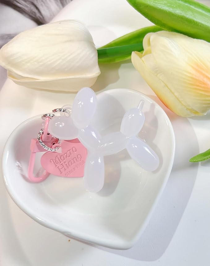 LAEKOU Jelly Balloon Dog Design Keychain for Women, Cute Girls Key Chain, Bag Charms Accessories for Car Purse Backpack