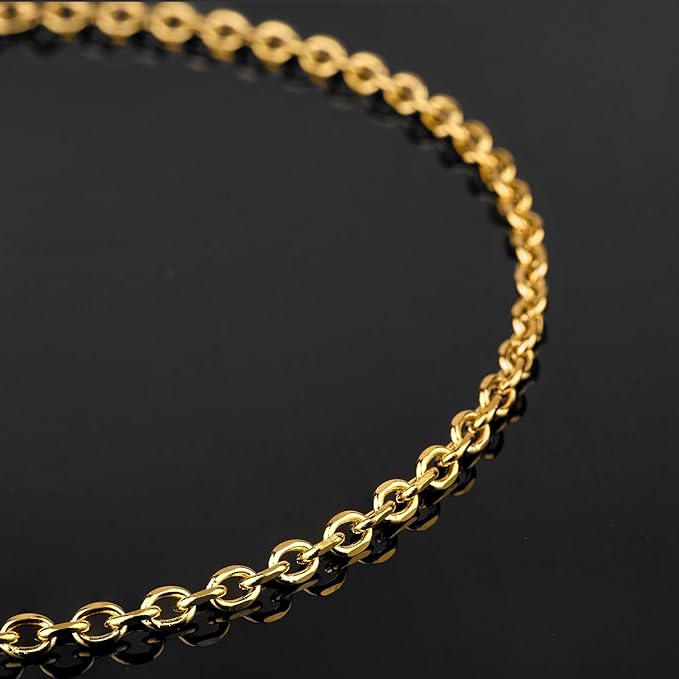 UMAOKANG 16.4 Feet Gold Plated Chains for Jewelry Making Stainless Steel Cable Jewelry Chain Roll with Jewelry Findings