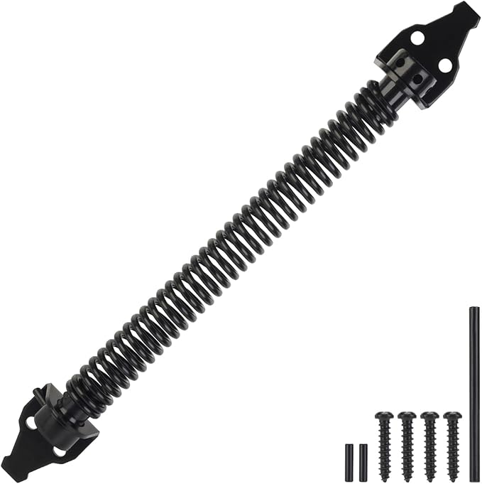 14" Gate Spring Self Closing Heavy Duty Door Springs to Close Door, Automatic Gate Closer with Adjustable Tools for Metal Gates, Wooden Fences and Vinyl Fence Gates(Black, 1 Pack)