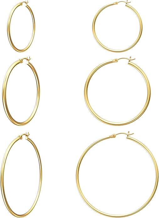 Gacimy Gold Hoop Earrings for Women 14K Real Gold Plated Hoops with 925 Sterling Silver Post