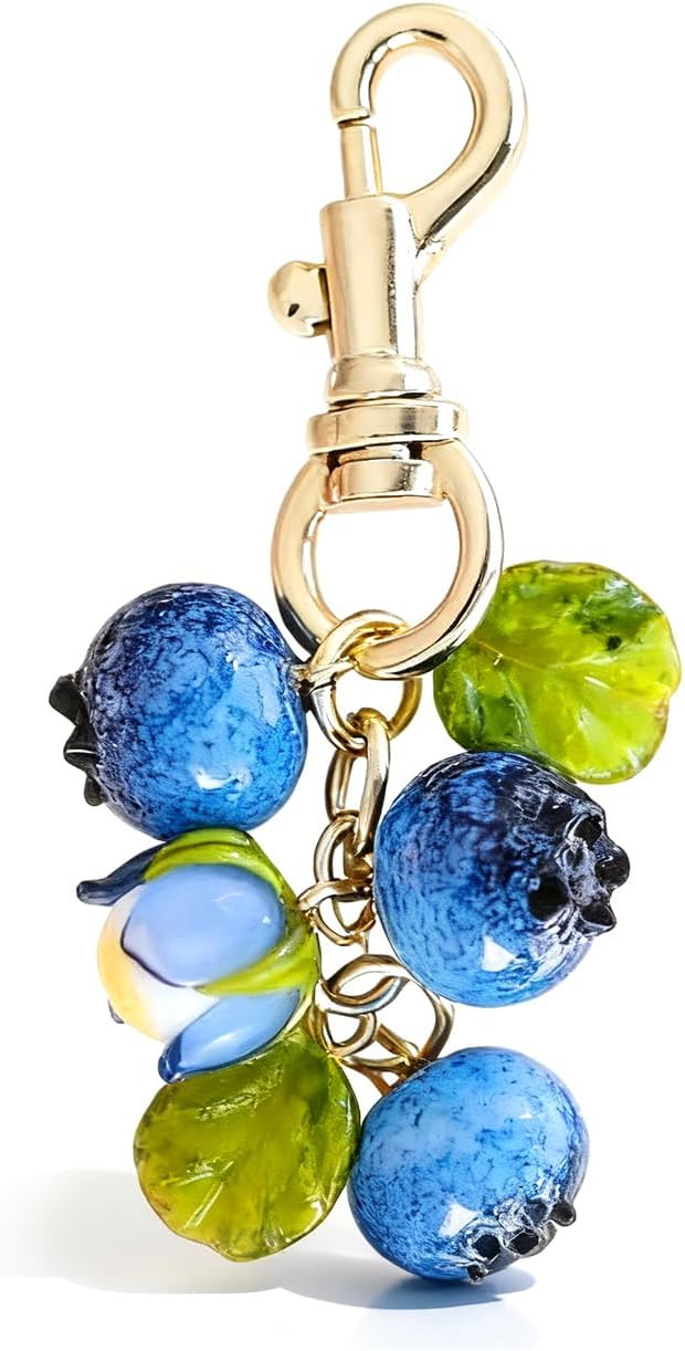 Blueberry Keychain Fruit Bag Charms Purse Charms for Handbags Tote Bags Cute Blue Fruit Accessories Gifts for Women