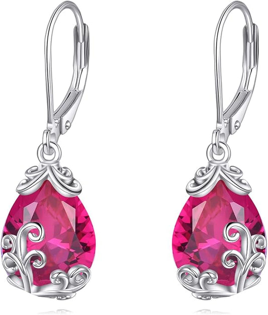 POPLYKE Celtic Filigree Teardrop Drop Dangle Earrings Sterling Silver Leverback Earrings Jewelry for Women