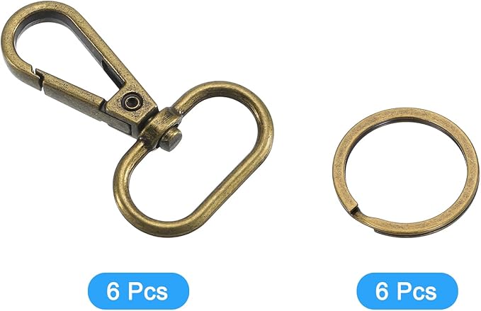uxcell 12 Pcs Swivel Clasp Hook, 0.98" Purse Snap Clasps Detachable for Bag, Bronze
