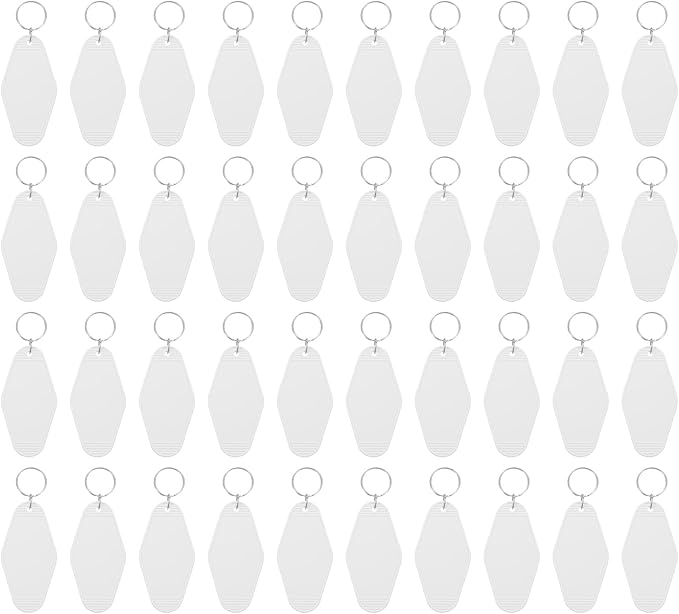 uxcell 40pcs Hotel Keychains Blank Vintage Plastic Rhombus Motel Keychains Hotel Key Tags Rings for DIY Luggage Labels