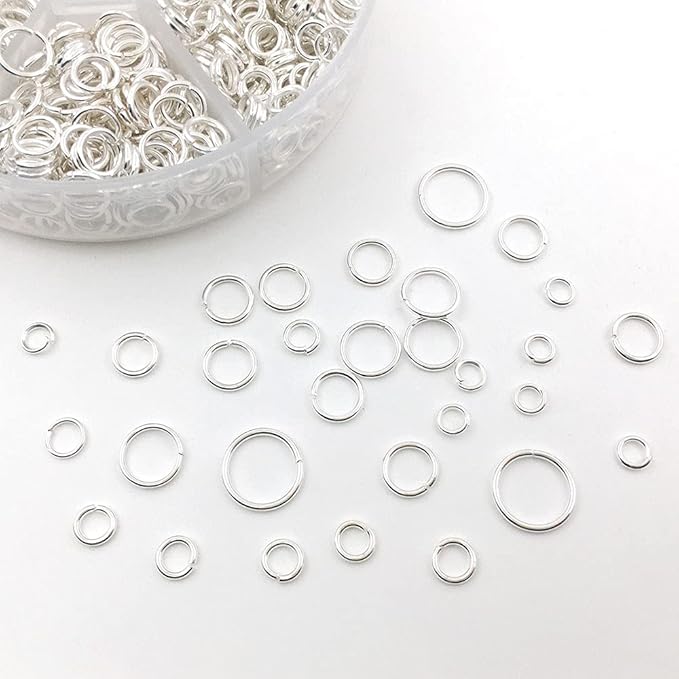 1500Pcs Mixed 6 Sizes Open Jump Rings,4mm 5mm 6mm 7mm 8mm 10mm Jump Ring Jewelry Keychain for Jewelry Making Accessories with 1Pcs Jump Ring Open/Close Tool and 1Pcs Storage Box (Silver)
