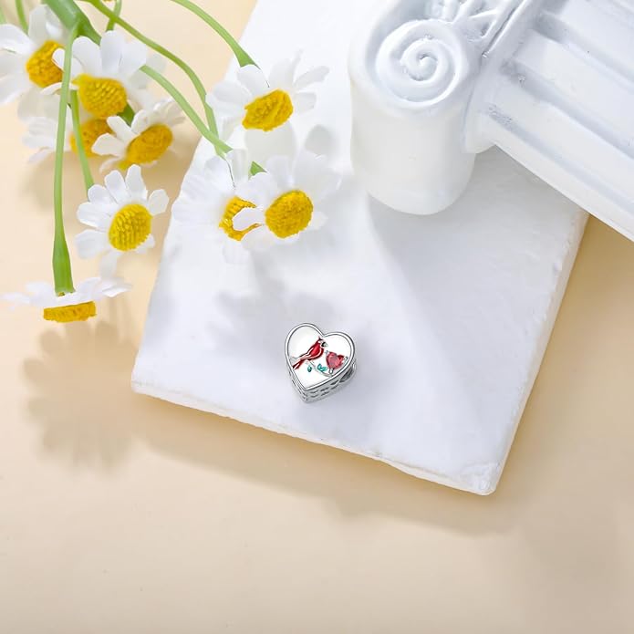 LONAGO 925 Sterling Silver Personalized Photo Charm Fit Compatible for Bracelet Necklace Customized Heart Round Shape Picture Bead