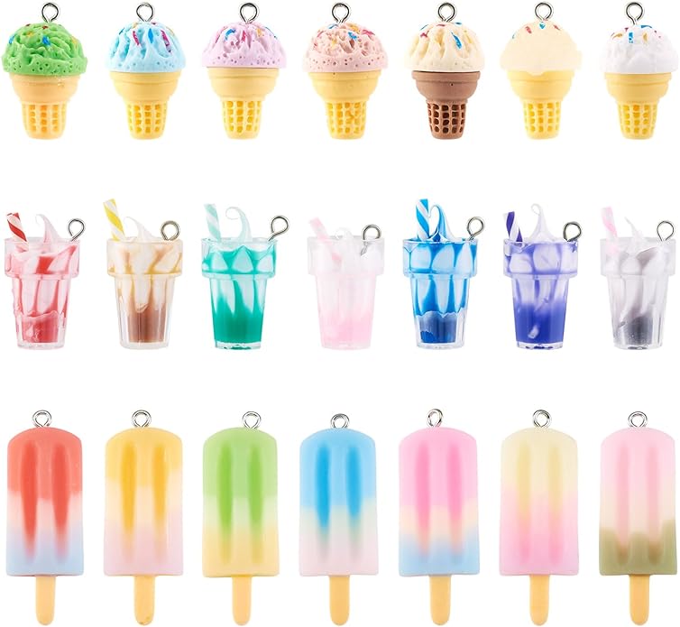 Craftdady Resin Plastic Miniature Food Snack Pendants Charms Ice Drink Juice Pendants Cute Bottle Fruit Keychain Charms Hang Ornament for DIY Craft Earring Bracelet Necklace Jewelry Making