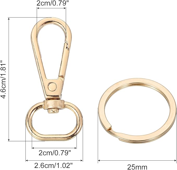 uxcell 12 Pcs Swivel Clasp Hook, 0.59" Purse Snap Clasps Detachable for Bag, Dark Gold