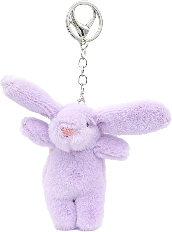Cute Bunny Plush Keychain for Backpack, 3.5" Inch Mini Rabbit Keychain Purse Charm Pendant Gift for Women