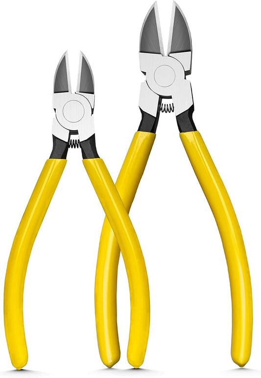 Wire Cutters Set, Ultra Sharp Small Side Cutter Clippers with Spring Loaded, Flush Cutting Pliers, Diagonal Cutting Plier for Jewelry Making, Crafting, Electrical, 6" and 7" - 2 Pack