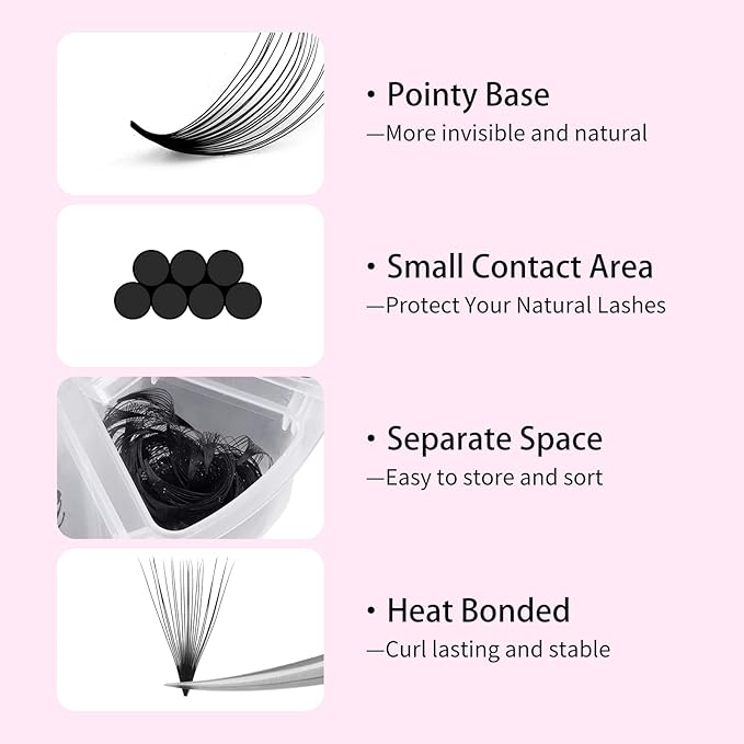 Premade Fans Eyelash Extensions 20D 1000 Promades Eyelash Volume Lash Extensions Pointed Base Loose Fans Premade Lash Extensions Fans Handmade Pre Made Volume Lashes Mix (20D-0.07C, 9-16mm)