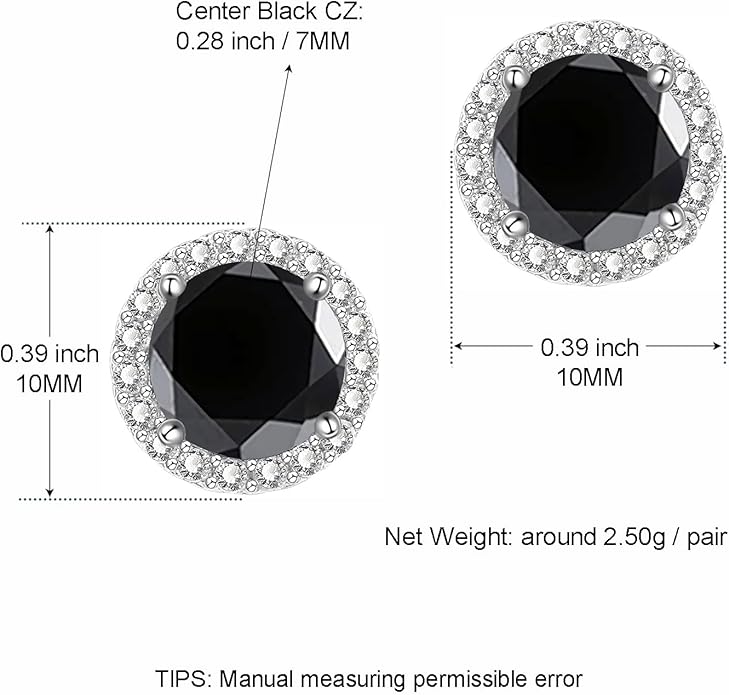YOMELA Cubic Zirconia Earrings Studs, Halo CZ Birthstone Simulated Diamond Stud Earrings for Women