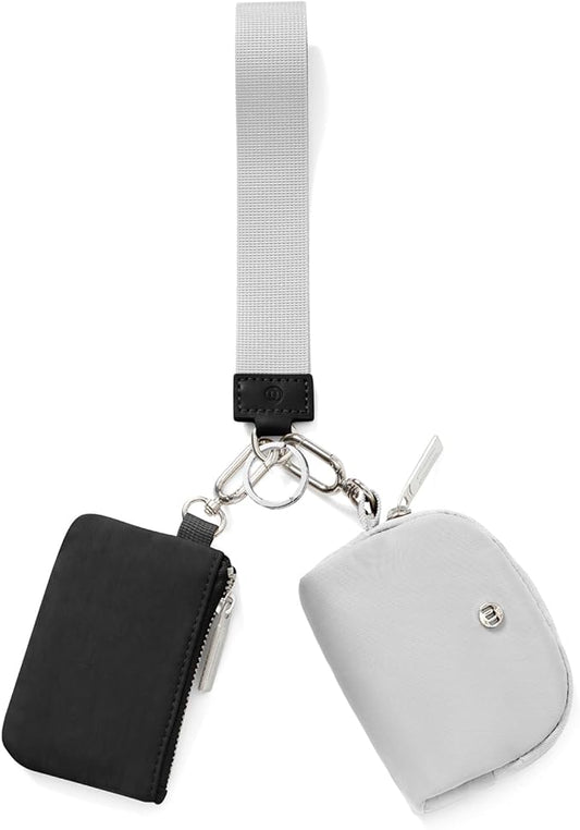 Keychain Wallet Mini Zip Around Wristlet Wallets for Women Detachable Dual Pouch Wristlet Portable Coin Purse Small Wallets