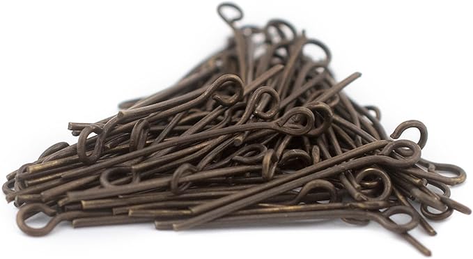 The Bead Chest Antiqued Brass 21 Gauge 1 Inch Eye Pins (Approx 100 Pieces)