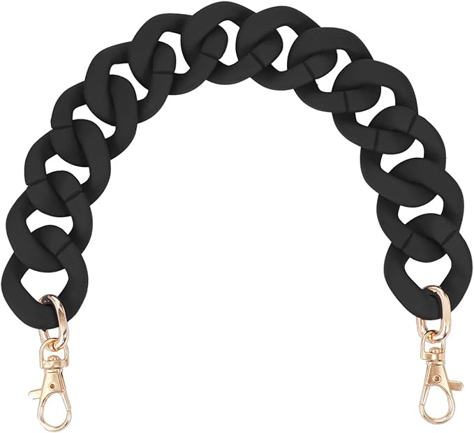 Black Purse Chain Replacement Strap for Handbags - 15 Inch Detachable DIY Accessory with Alloy Hooks for Purses and Messenger Bags