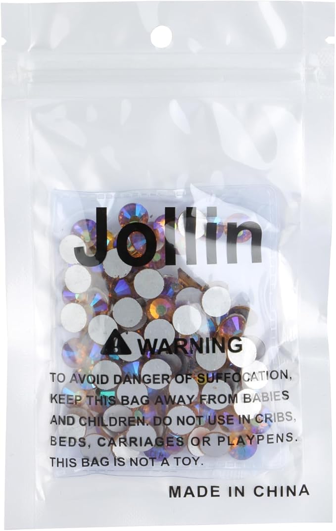 Jollin Glue Fix Crystal Flatback Rhinestones Glass Diamantes Gems for Nail Art Crafts Decorations Clothes Shoes(ss40 144pcs, Topaz AB)