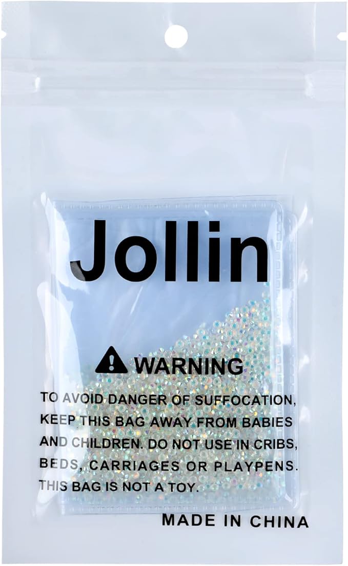 Jollin Glue Fix Crystal Flatback Rhinestones Glass Diamantes Gems for Nail Art Crafts Decorations Clothes Shoes(ss6 2880pcs, Transparent AB)