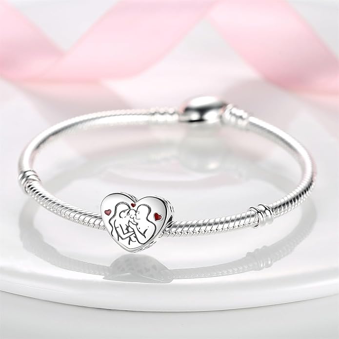 HONGRUI 925 Sterling Silver Charm for Bracelets Necklace Fashion Heart Bow Flower Family Butterfly Pendant Bead Charm for Women Festival jewelry gifts