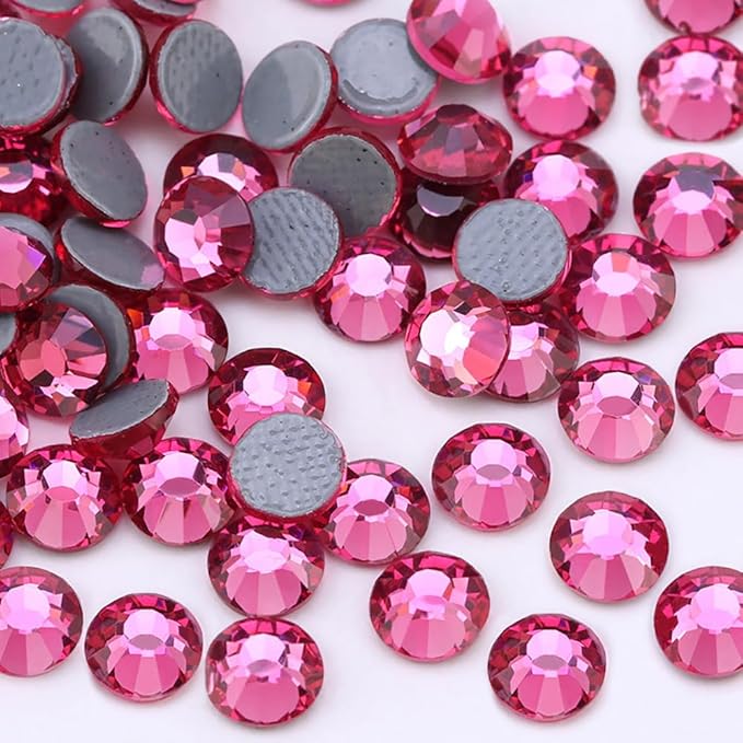 Hot Fix Crystal Flatback Rhinestones Glass Diamantes Gems 4.0mm(16ss 1440pcs, Rose)