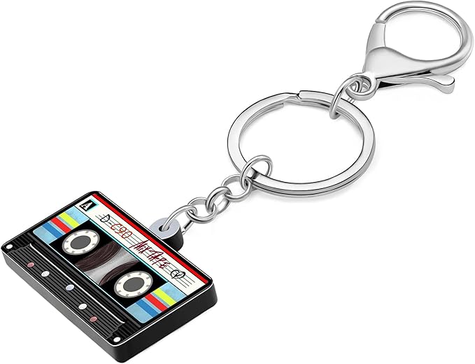 Acrylic Retro 80S 90S Magnetic Cassette Tape Keychain Car Backpack Key Ring Vintage Gifts For Women Music Lovers