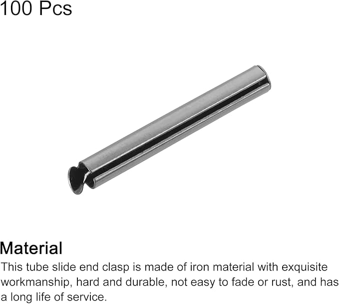 uxcell 100Pcs Slide on End Clasps, 30mm Tube Ball Bead Slider Crimp Ends for Multi-Strand DIY Craft Making, Metallic Black