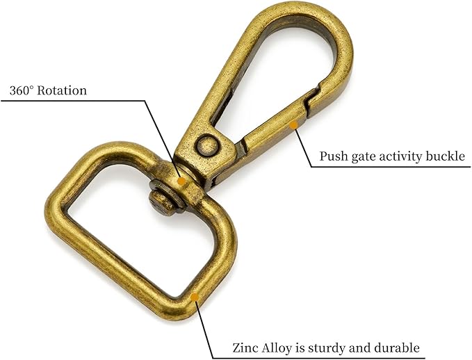 9 Pcs D Ring Swivel Lobster Claw Clasp Push Gate Snap Hooks Trigger Clips for DIY Crafts Keychain Purse Handbag Making,3/4 Inch Bronze