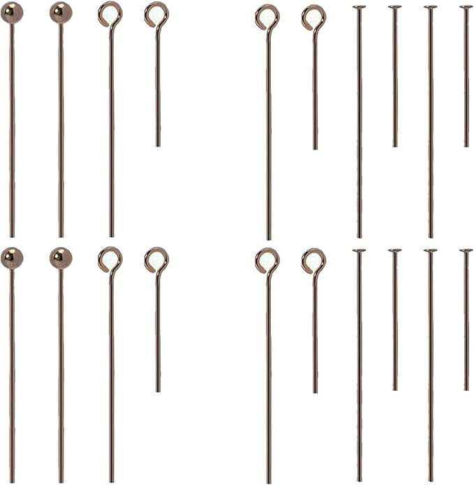 Jewelry Making Head Pins and Eye Pins Set, 1000 Pieces, Stainless Steel, Mixed Finishes (Gunmetal Black)