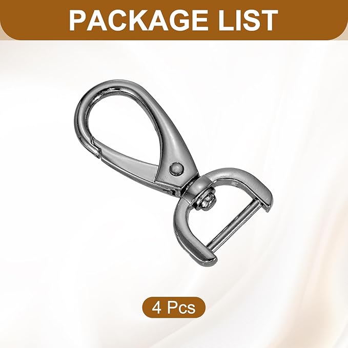 HARFINGTON 4pcs Detachable Snap Hook Swivel Clasp 5/8" (16mm) Zinc Alloy Lobster Claw Clasp for Keychain Lanyard Purse DIY Purse Strap, Gun Black