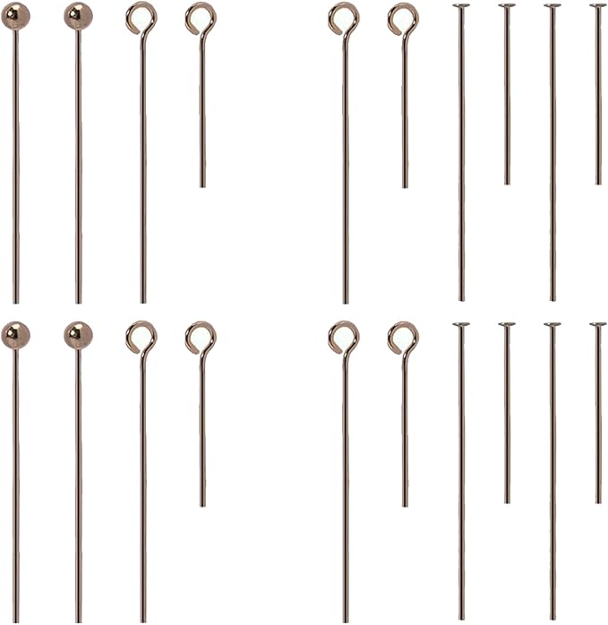Jewelry Making Head Pins and Eye Pins Set, 1000 Pieces, Stainless Steel, Mixed Finishes (Bronze)
