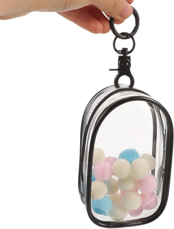 Toyvian Clear Figure Display Bag with Keychain, Portable Dustproof Mini Doll Pouch Carrying Case, Hanging Blinds Box Organizer Keychain Pouch Charms for Collectibles