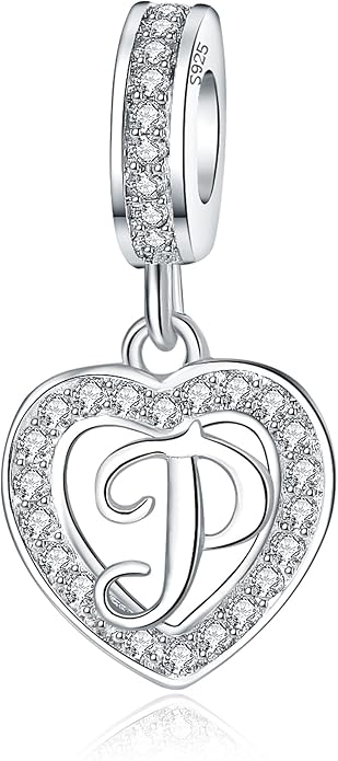 925 Sterling Silver Letter Charms A~Z Alphabet Charm Letter Beads fit Pandora European Bracelets fit Wife Mom Christmas Birthday Gift