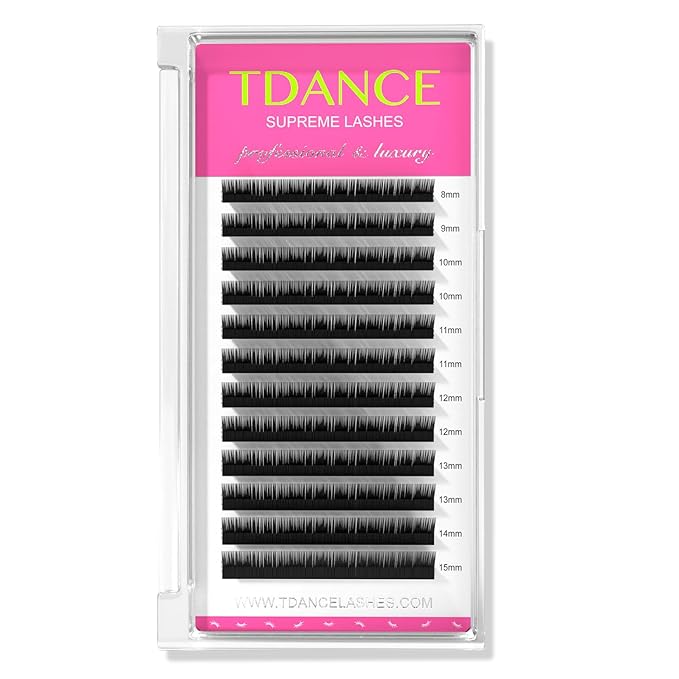 TDANCE Lash Extension Matte Black Eyelash Extension C CC D DD J B L Curl Volume & Classic Lash Extensions 0.03-0.18mm Thickness Professional Salon Use(0.05-L,8-15 mm)