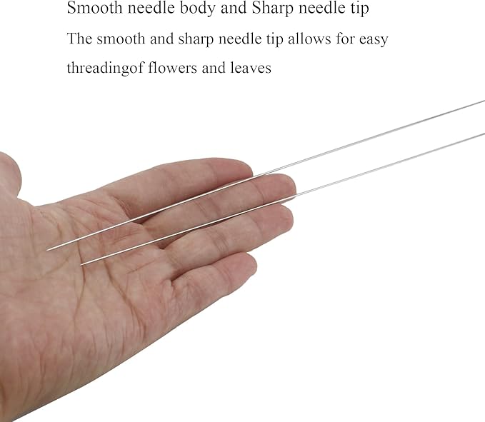 3Pcs Hawaiian Lei Needle for Leis Making, 14 Inch Large Eye Sweing Long Needle for Flower Lei Making Lei Needle to Make Hawaiian Lei for Graduation Wedding Birthday Party, Dia 0.8 mm, LXLVOUEG