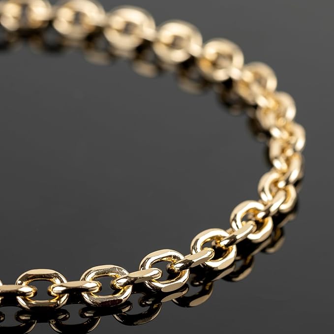 UMAOKANG 16.4 Feet Gold Plated Cable Chains Bulk Lightweight Aluminum Chain for Jewelry Making Diamond Cut Cable Link Chain Necklace Bracelet DIY for Women and Men
