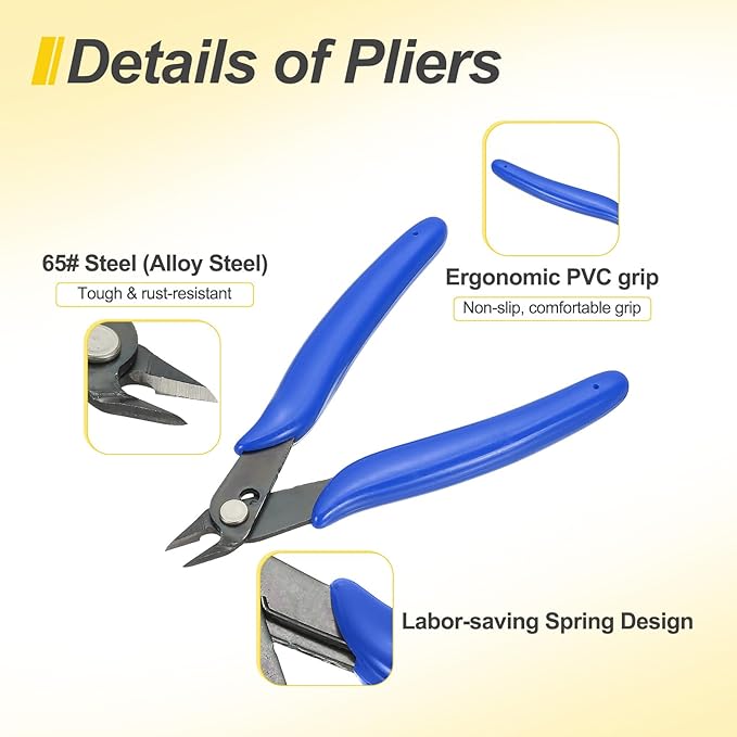 HARFINGTON 2pcs 5" Flush Cut Pliers Small Precision Wire Cutter Side Cutter Diagonal Cutting Pliers for Jewelry Model Electronic 3D Print, Blue