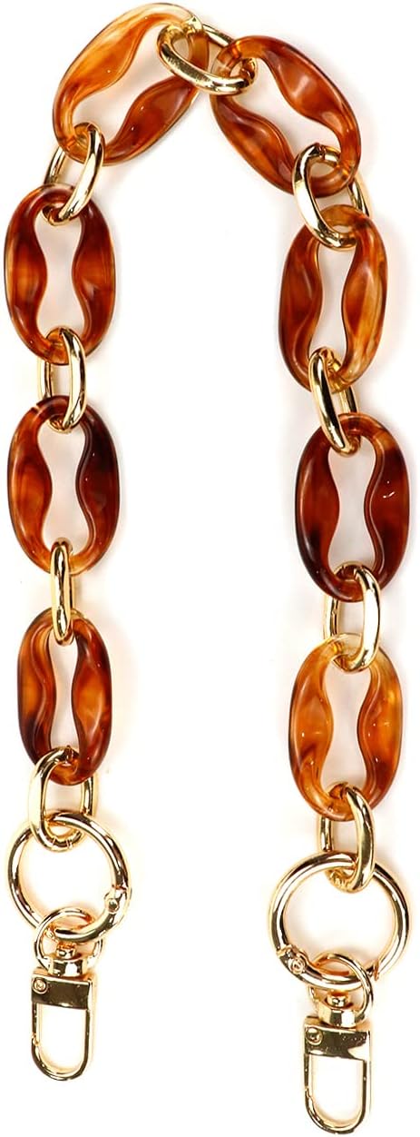 Crapyt Acrylic Handbag Strap Chain 1 PCS Amber Transparent Brown 40cm/15.75" with Metal Buckle for Bag,Purse,Handbag,Notebook,Phone Women Gift DIY