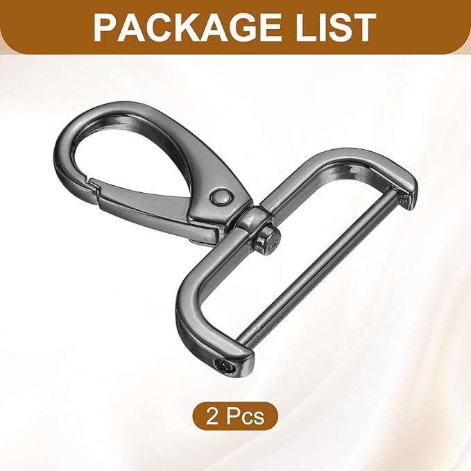 HARFINGTON 2Pcs Detachable Snap Hook Swivel Clasp 1 1/2" D Ring with Swivel Lobster Claw Clasps Hook for Purse Strap Keychain Bag DIY Craft, Gunmetal