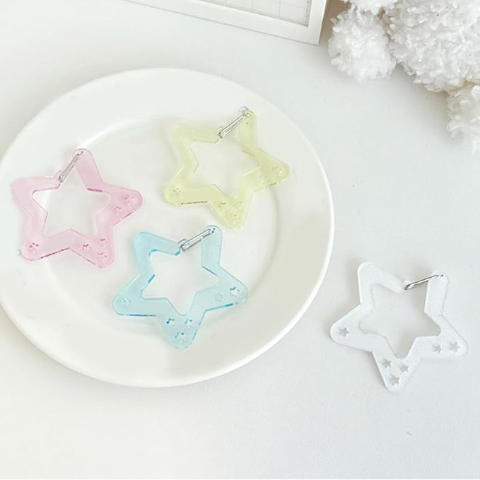 Wing/Star Shape Carabiner Hook Clips Lovely Phone Pendant Charm Acrylic Buckle Keychain For Backpack Handbag Gifts Outdoor Keyring Hook