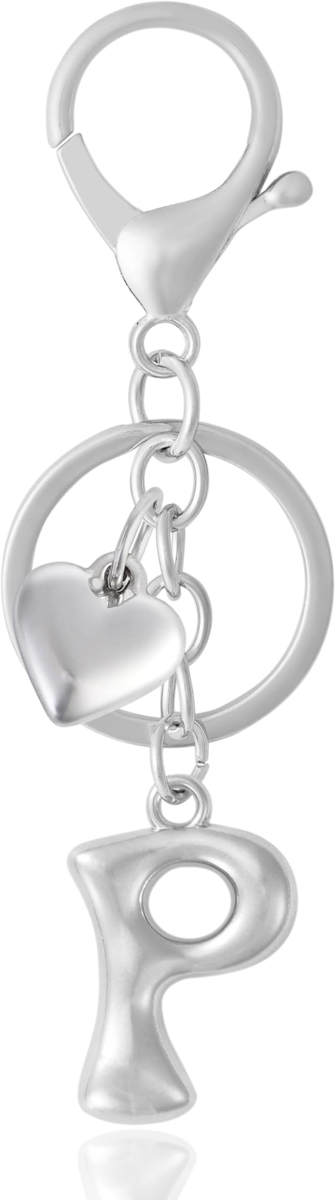 Heart Bubble Letter Keychain for Women, Girls - Cute Keychain with Initial - Alphabet Keychain for Bag Charm, Handbag