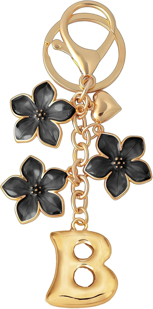 Snycler Bubble Initial Keychain Graceful Flower for bags car remote–A-Z Letter Charms for Women