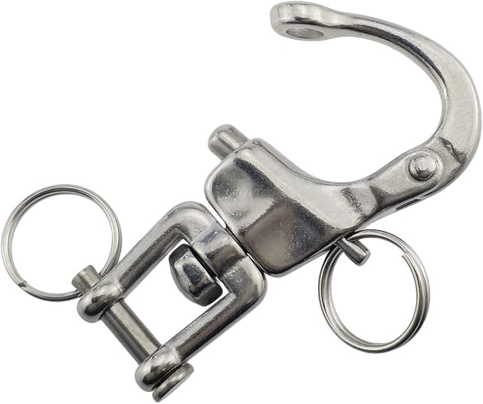 keehui Pair of 2-3/4inch Jaw Swivel Snap Shackle 316 Stainless Steel for Sailboat Spinnaker Halyard