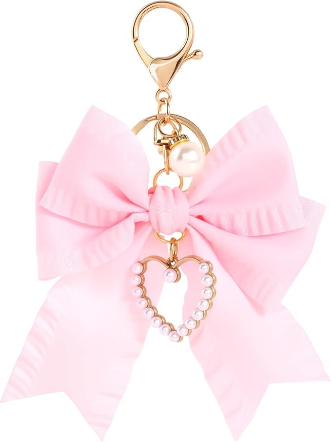 Joez Wonderful Bow Keychains, Coquette Pearl Bookbag Charms, Cute Bow Accessories for Wistlet, Purse, Car Keys
