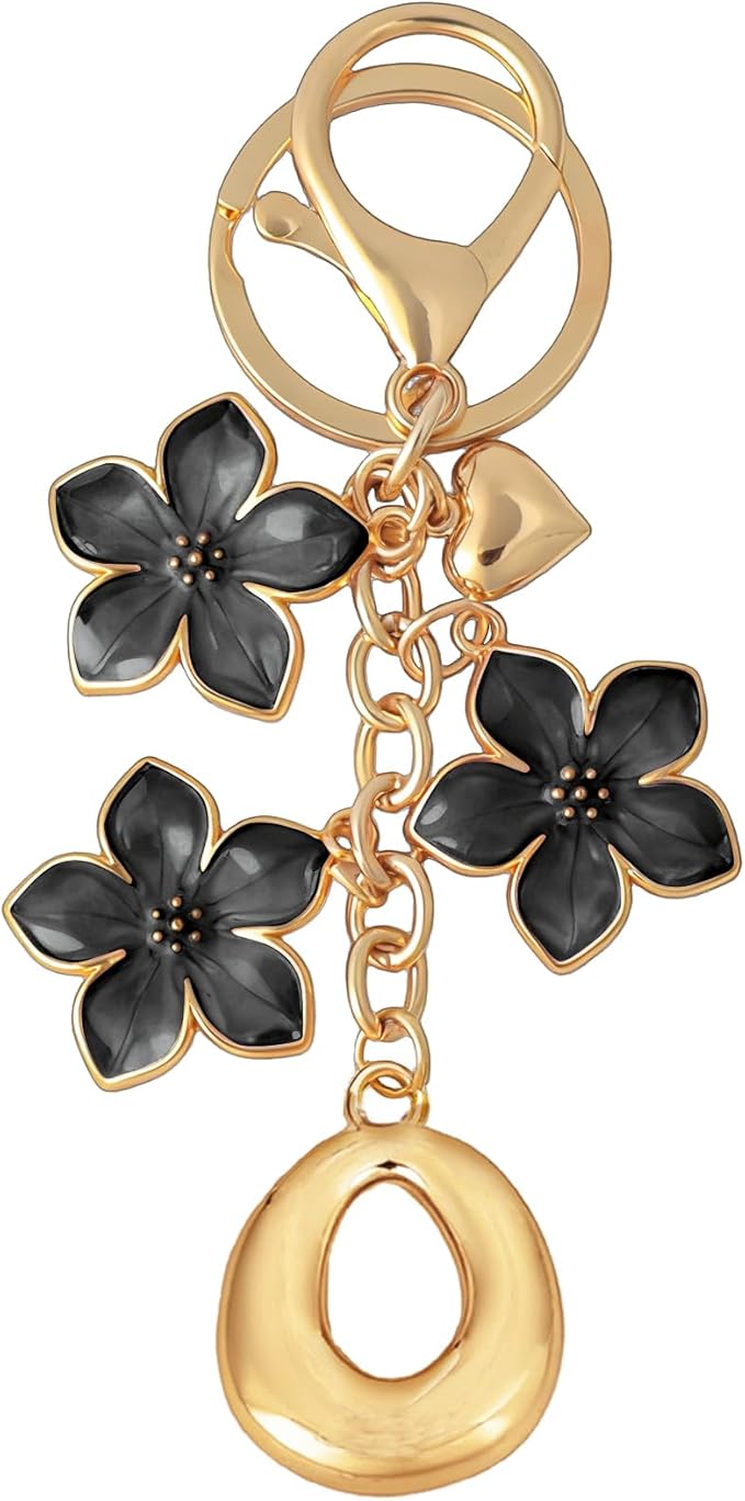 Snycler Bubble Initial Keychain Graceful Flower for bags car remote–A-Z Letter Charms for Women
